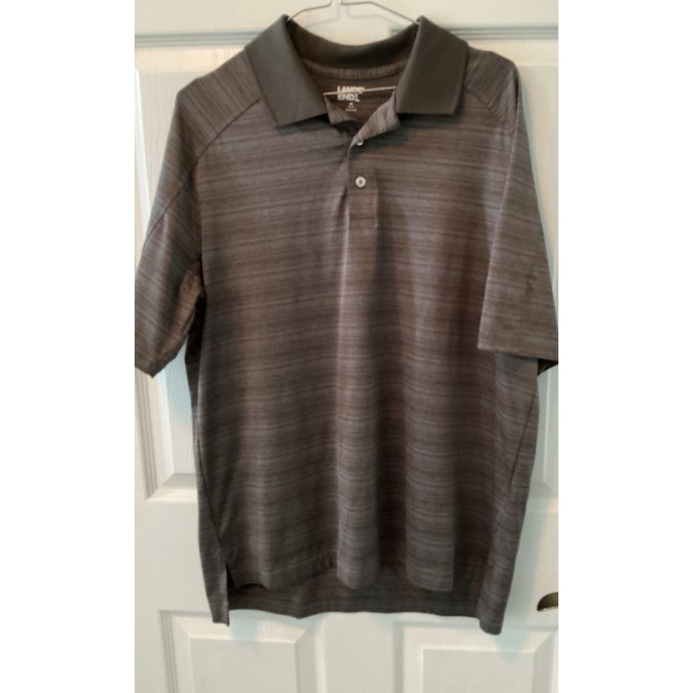 NWOT Lands' End Men's M Gray Heather Performance Polo Golf Shirt Stretch